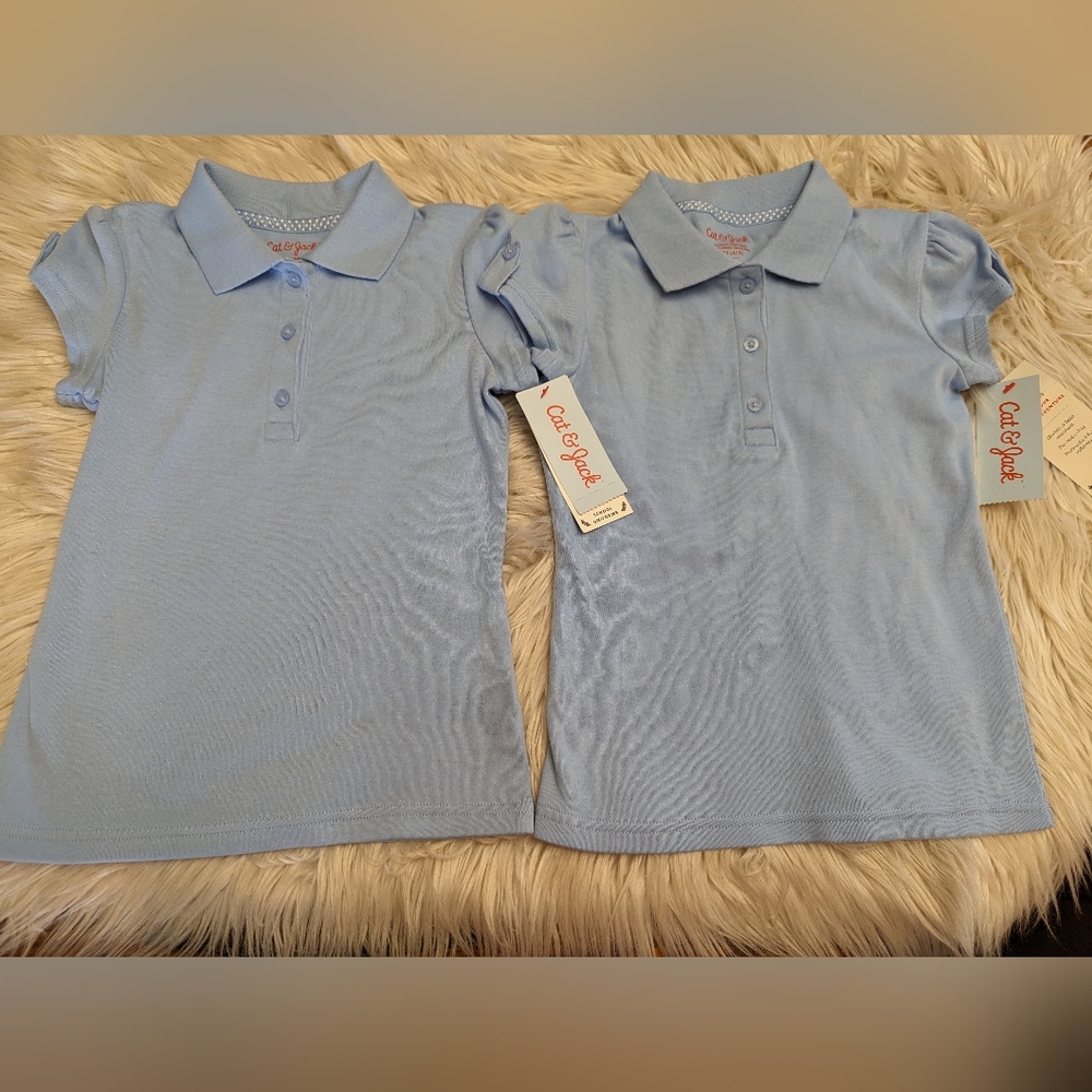 NWT 2 Girls' Short Sleeve Interlock Uniform Polo Shirt
